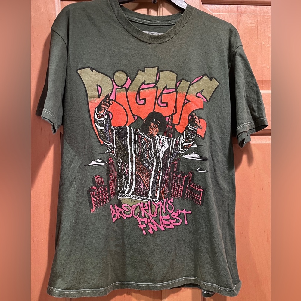 The Notorious B.I.G. Biggie Brooklyn’s Finest Mens Army Green Cotton T-Shirt XL